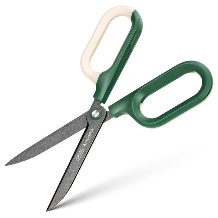 得力Deli QG157 180*75mm 绿色包胶柄 特氟龙剪刀