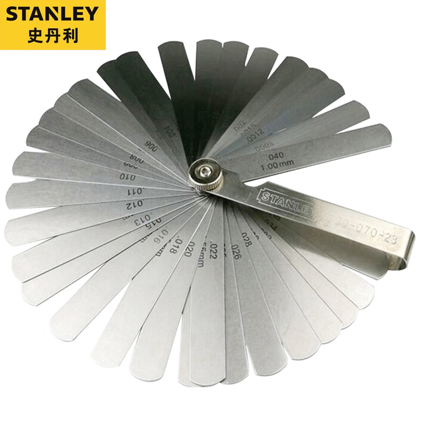 史丹利Stanley 90-070-23 测量范围：0.02-1.00mm 32片/把 公英制 不锈钢塞尺