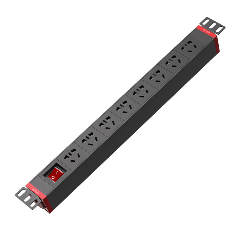 德力西Delixi CD98PDU-K8X 1.8米 5孔8位 10A 总控 黑色 PDU机柜电源插座
