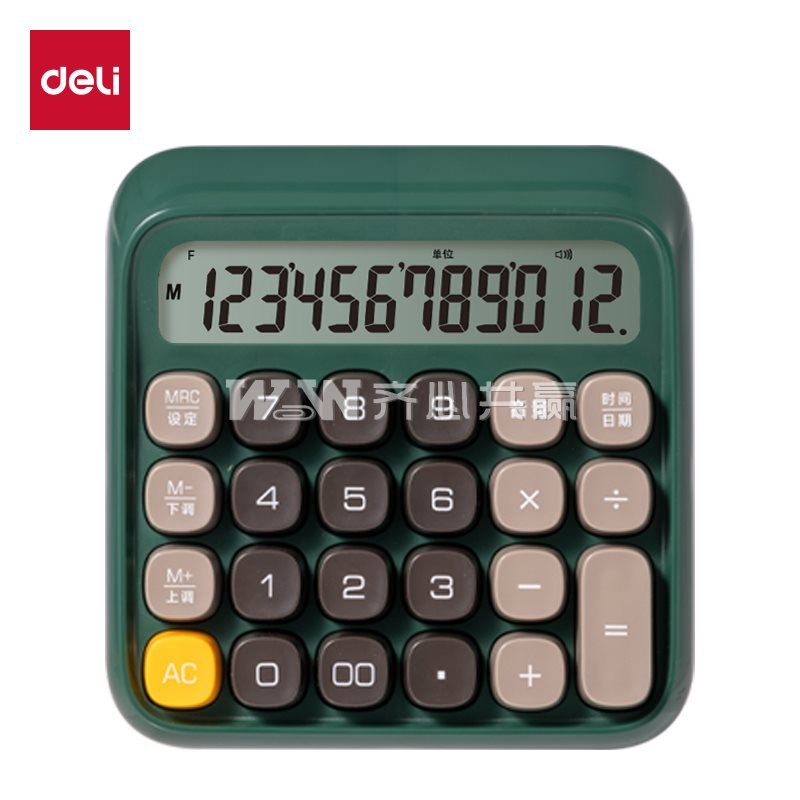 得力Deli TE26 133*130*27mm 绿色 12位 语音型计算器