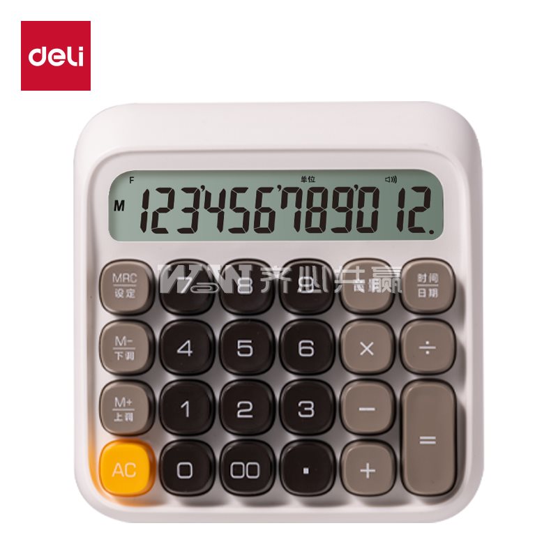 得力Deli TE26 133*130*27mm 白色 12位 语音型计算器