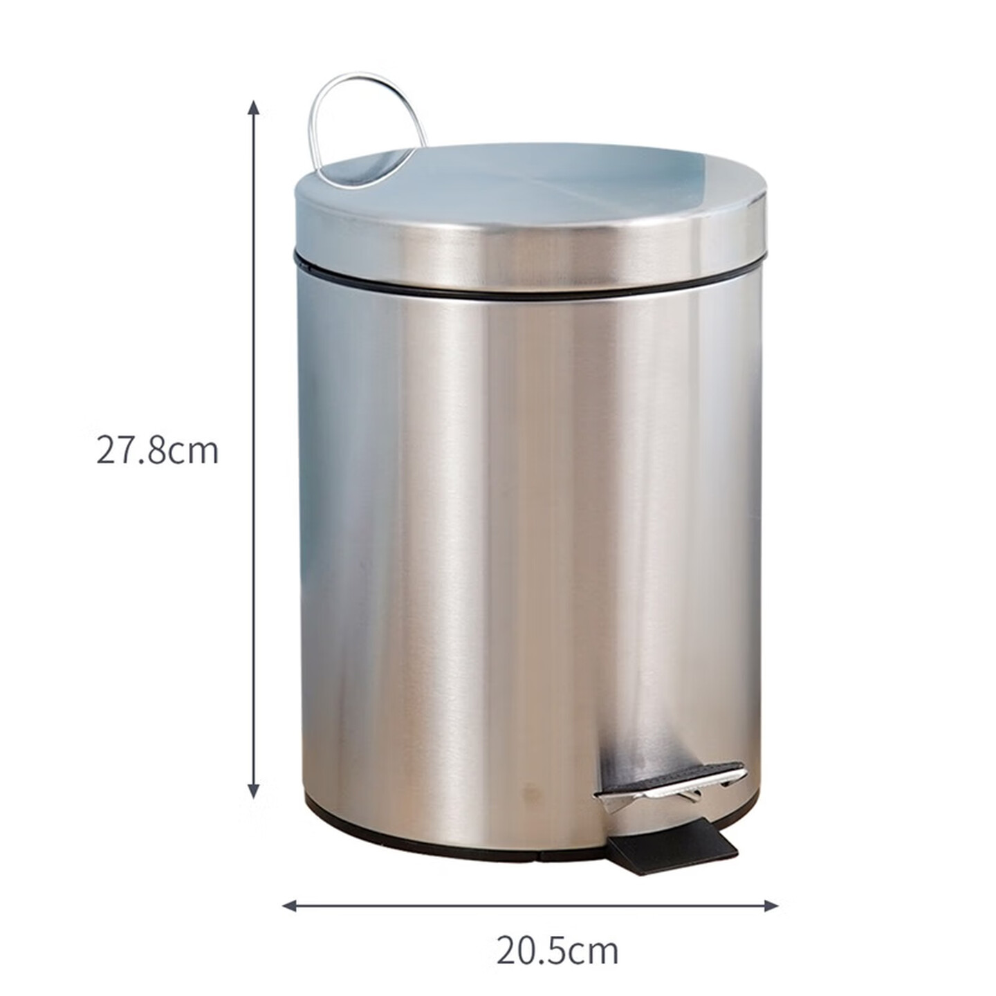 欧润哲 5L 20.5*27.8cm 静音款 砂光 带盖 脚踏式 不锈钢垃圾桶