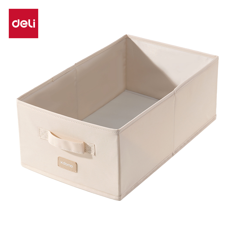 得力Deli XDM504 20L 27*45*17cm 特大号 米白色 无盖带拉手 可折叠布艺收纳盒