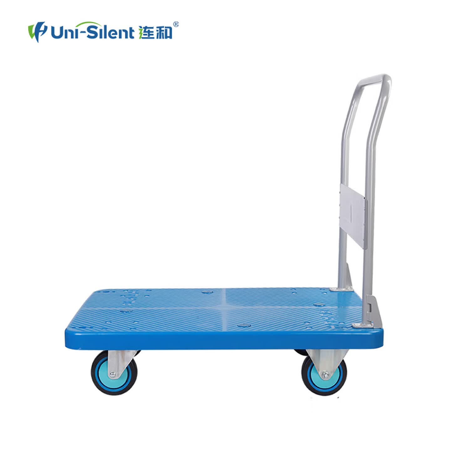 连和Uni-Silent PLA200Y 200kg 全静 蓝色 天然橡胶轮+固定扶手 手推车