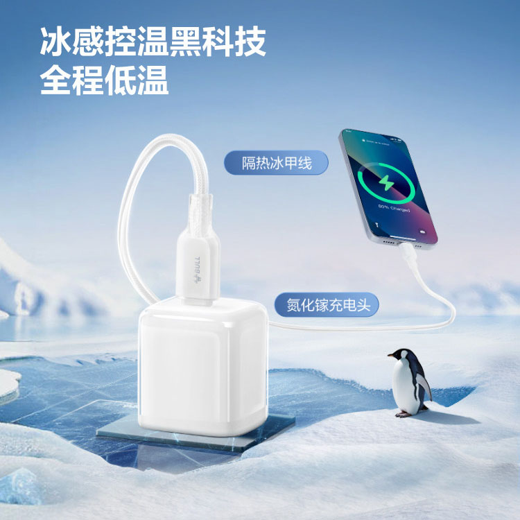 公牛Bull GNV-A130B 30W USB-C口 白色 冰立方氨化镓快充充电头