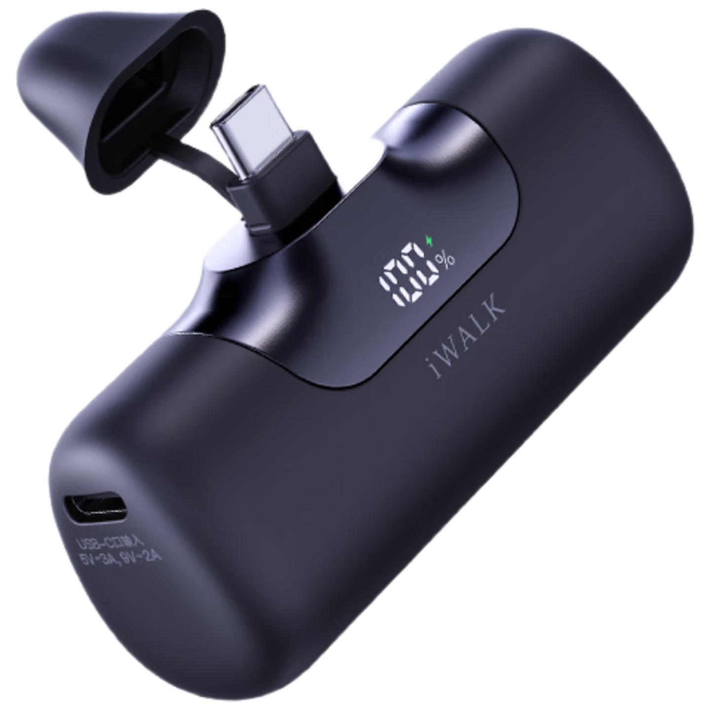爱沃可iWALK LPB5500PC 22.5W 5500mAh Type-C接口 黑色 胶囊无线充电宝