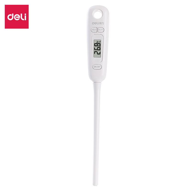得力Deli 8897 量程：-50~300℃ 白色 带防尘套 直插式 食品温度计