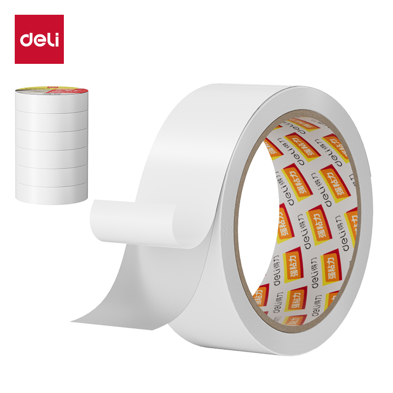 得力Deli JL415 36mm*10y*80um/卷 4卷/筒 白色 棉纸双面胶带