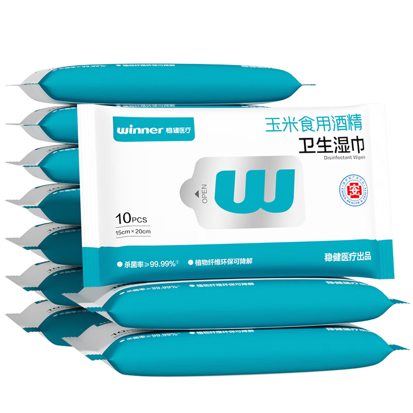 稳健Winner 10片/包 15*20cm 10包/组 玉米食用酒精 卫生湿巾（606-001821-03）