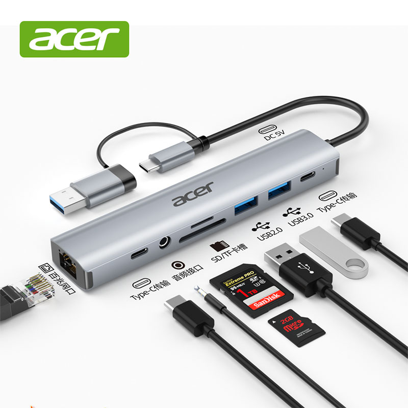 宏碁acer HY41-T9网口供电版 Type-C 9合1扩展坞