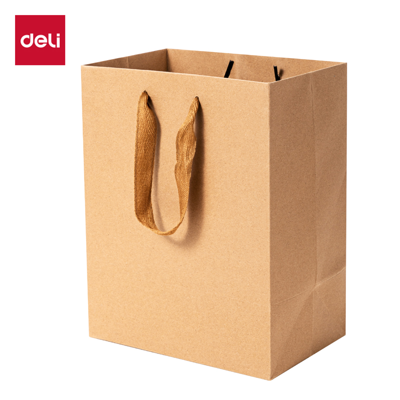 得力Deli LQ722 25*15*32cm 10只/包 250g 黄色 牛皮纸手提袋