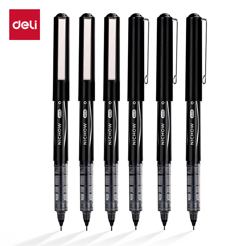 得力Deli S656-Q1 0.5mm 黑色 12支/盒 全针管 直液式走珠笔