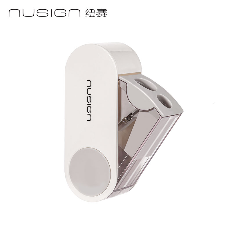 得力Deli 纽赛 NS074 瓷白色 旋转密封门双孔卷笔刀