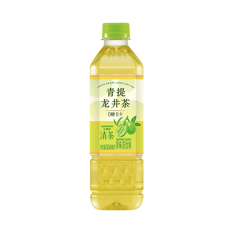 三得利Suntory 500ml*15瓶/箱 0糖 青提龙井茶（整箱）