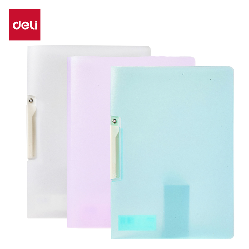 得力Deli PP701 A4 5个/包 混色 PP旋转抽杆报告夹