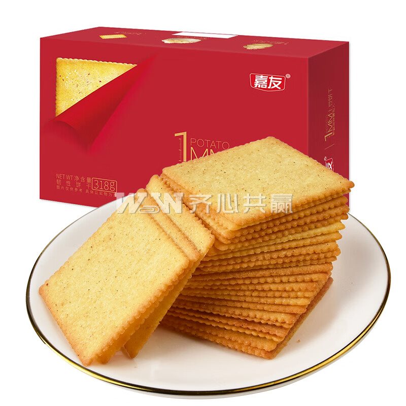 嘉友 318g/盒 独立包装 海派烧烤味 1MM土豆饼干/薄脆饼干